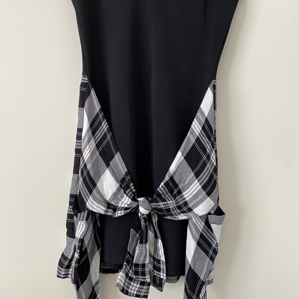Black Dress with Flannel Tie